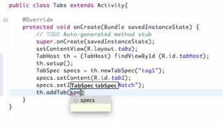 Android Application Development   85   Setting up the TabHost in Java