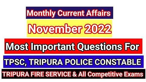 Monthly Current Affairs November | Important Questions For TPSC | POLICE CONSTABLE | FIRE SERVICE