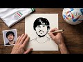 Sardar Azmoun Marker Pen Drawing | Iranian Footballer Portrait Art | Art Azad