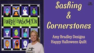 Making the Sashing and Cornerstones for Happy Halloween by Amy Bradley Designs, Using Embrilliance