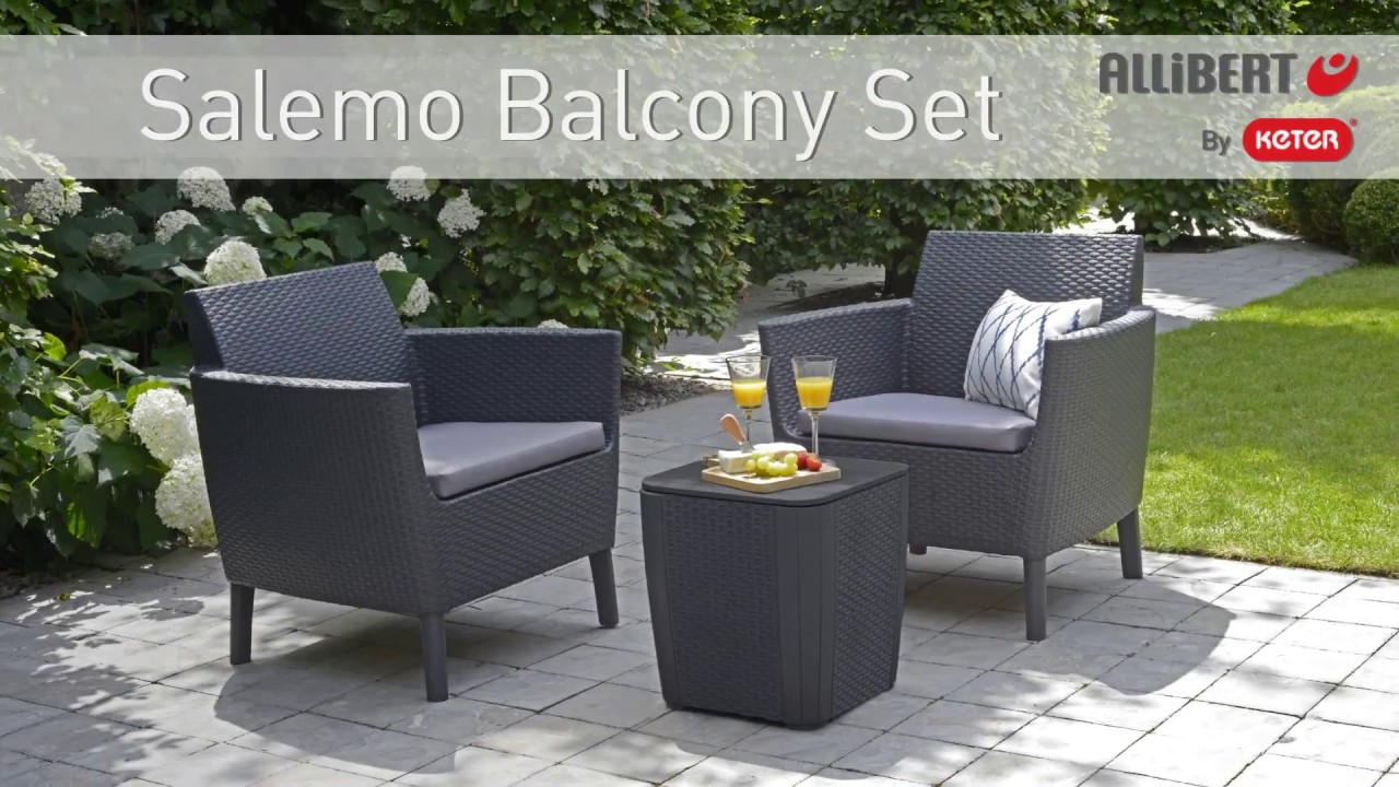Allibert By Keter Salemo Balcony Set With Luzon Storage Table
