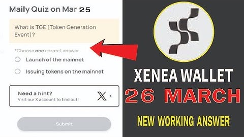 Xenea Wallet Today Quiz 26 March | Xenea Wallet Quiz Today | Xenea Wallet Quiz Answers Today |Xenea