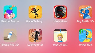 Puzzle Fuzzle,HeroofArchery,Ninja Hero,Big Battle 3D,Bottle Flip 3D,LuckyLooter,Rescue Cut,Tower Run screenshot 4