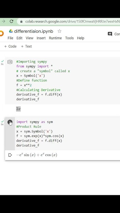 differentiation in python google colab example - YouTube