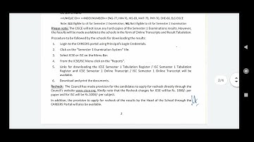 Icse Class 10 Semester 1 Results date declared