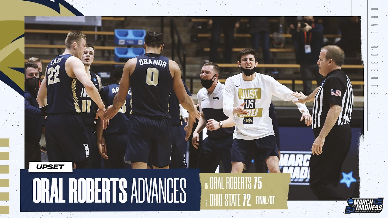 No. 15 seed Oral Roberts upsets Ohio State in men's NCAA ...