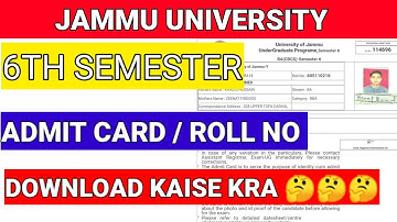 How to  download 6th semester Admit Card || jammuuniversity