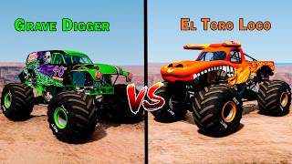 Grave Digger Vs El Toro Loco - Beamng Monster Truck Crashes