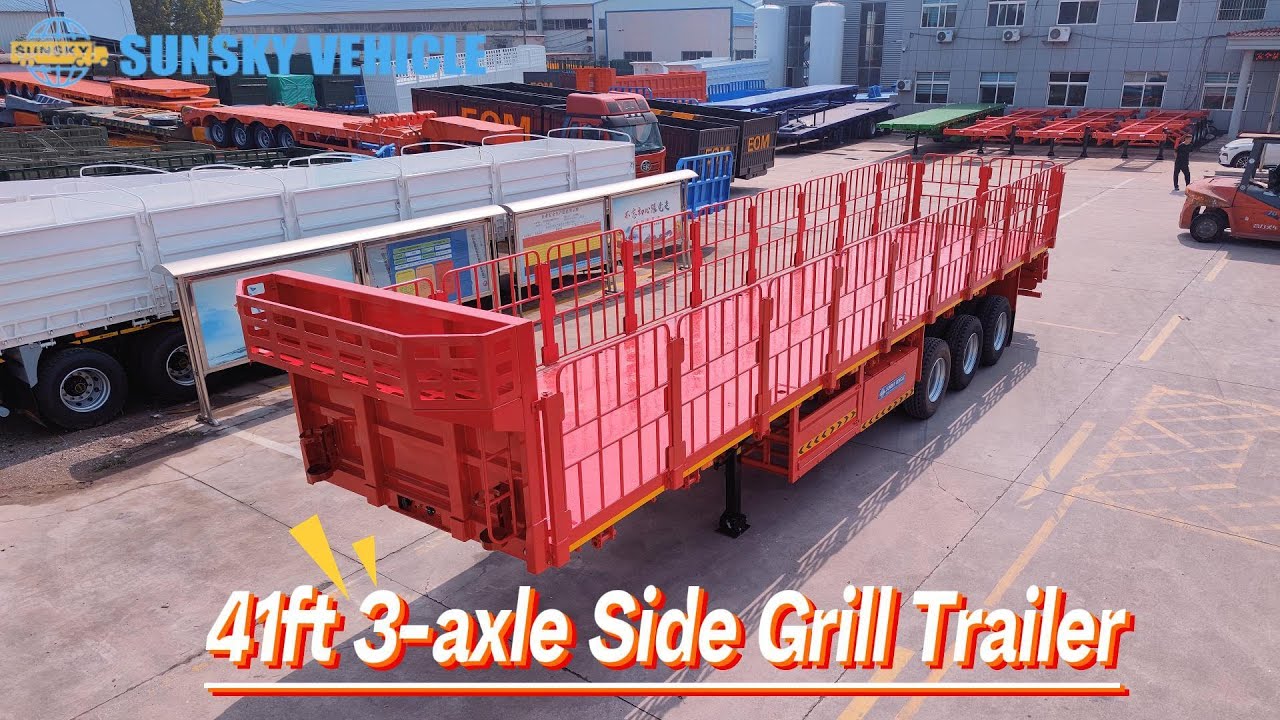41ft 3-Axle Side Grill Trailer | Heavy-Duty Bulk Cargo Transport Solution