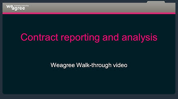 Contract reporting and analysis, Weagree walk-through demo