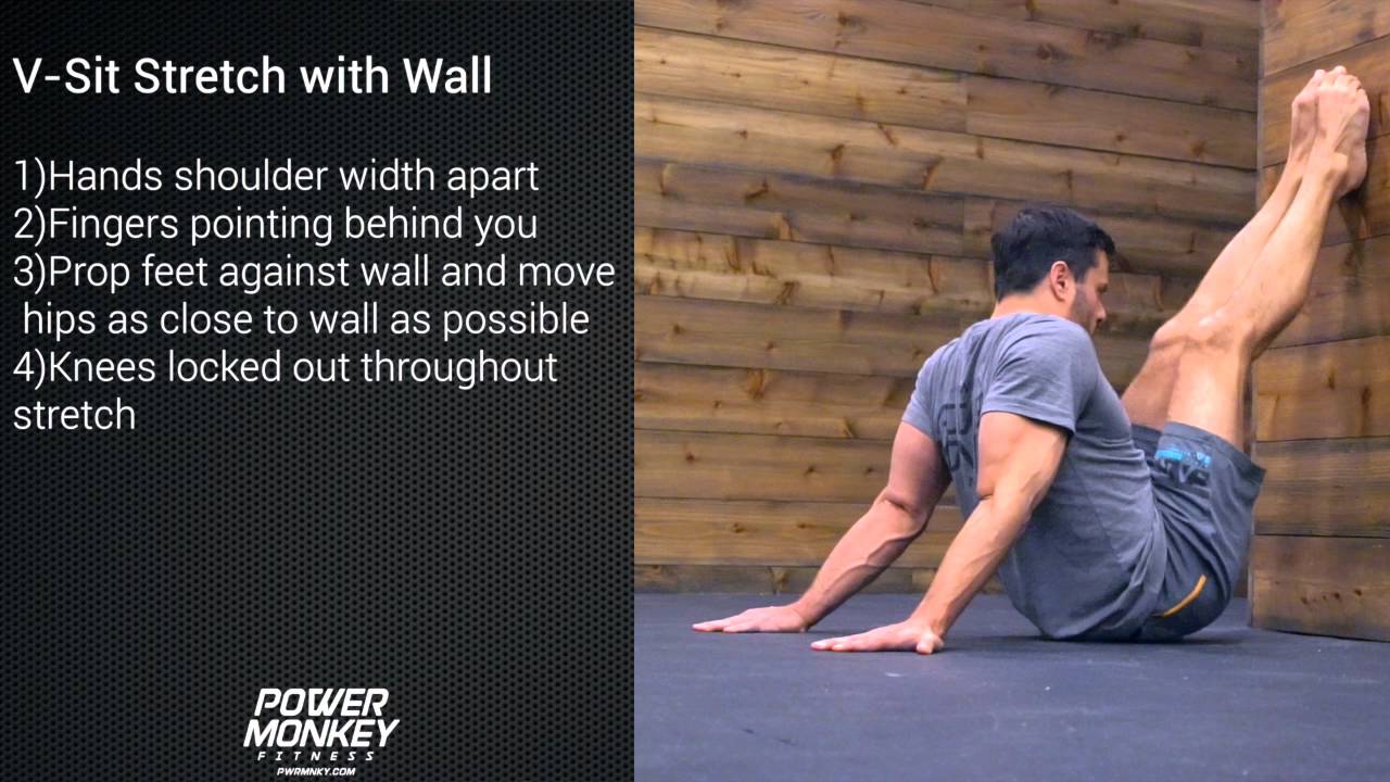 Monkey-Method: V-Sit Stretch with Wall 