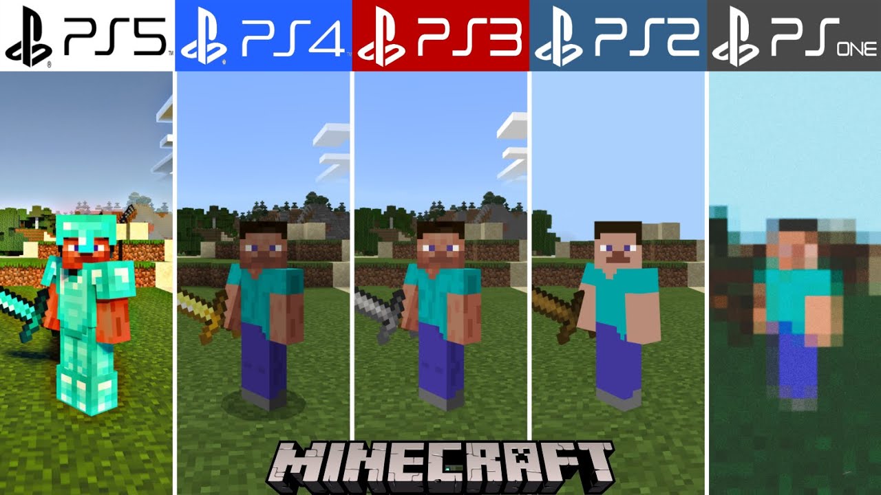 PS5 vs PS4 vs PS3 vs PS2 vs PS1 | MINECRAFT - Generations and Graphics  Comparison (4k 60fps) - YouTube