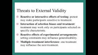 ATR 580 Threats to Internal and External Validity
