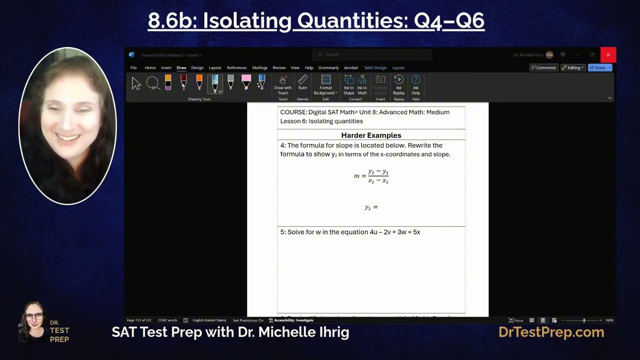 SAT Math 8.6: Isolating Quantities - HeyDrTestPrep.com