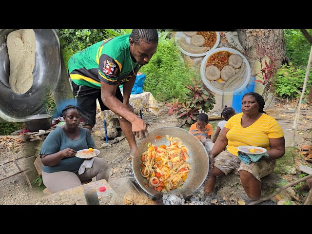 Banana Dumplings Boiled Dasheen                            with Bake Beans & Saltfish class=