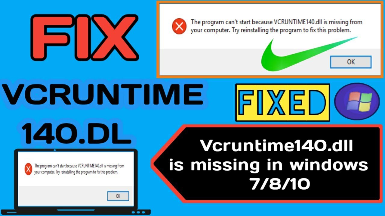 How to fix vcruntime 140dll Missing Error in windows 7810