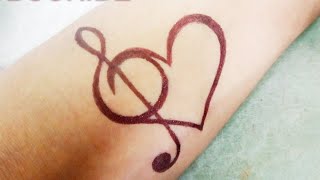 Make simple heart tattoo and treble clef tattoo together | do easily with Aw Arts