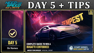 NFS No Limits | Day 5 + TIPS - Bugatti Centodieci | Tempest