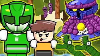 ジュウオウ戦隊アニマルレンジャー！おもちゃのブロック冒険バトルゲーム 戦隊ヒーローエレファントの踏みつけ攻撃は強烈！／さっちゃんねる Sacchan Toy anime. screenshot 2