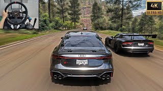 800HP Audi RS 7 Sportback Goliath Race - Forza Horizon 5 Steering Wheel Gameplay