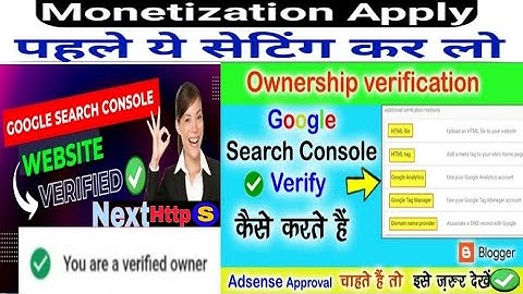 ownership verification - Verify Google Tag Manager - Verify Google Analytics - Domain name provider