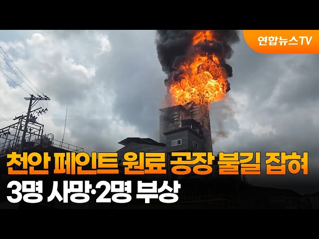 천안 페인트 원료 공장 불길 잡혀…3명 사망·2명 부상 / 연합뉴스TV (YonhapnewsTV)