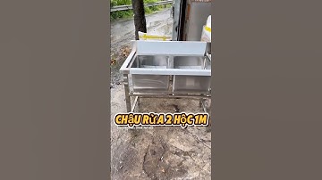 chậu rửa công nghiệp 2 hộc inox 304 dài 1 mét