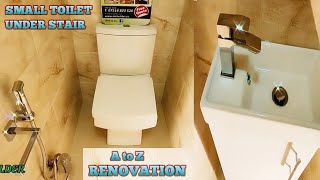 small toilet under stair A to Z renovation  #msbuilder#smalltoilet
