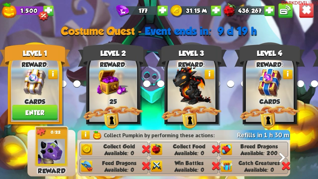 DRAGON MANIA LEGENDS - COSTUME QUEST LEVEL 1 COMPLETED