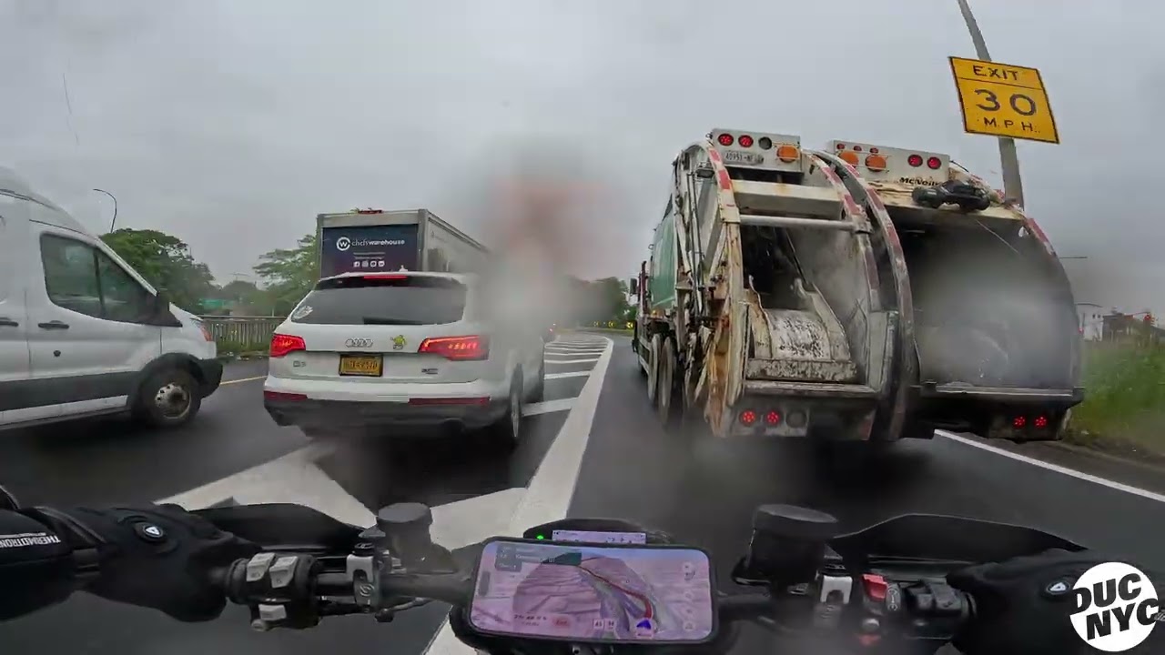 Rainy Splitting Brooklyn to The Bronx - Ducati Monster Ride