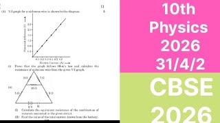V-I graph for a nichrome wire is shown in the Diagram||Calculate the equivalent resistance||10 2026