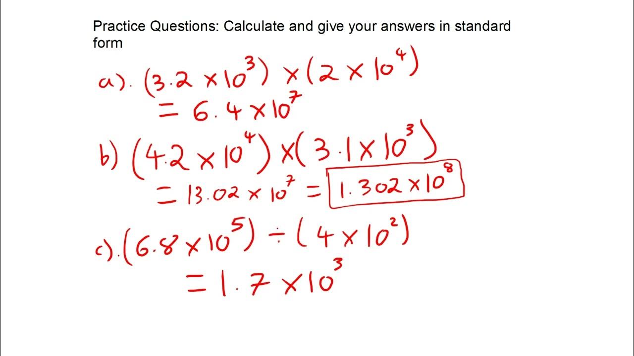 Calculations with Standard Form (NonCalculator) YouTube