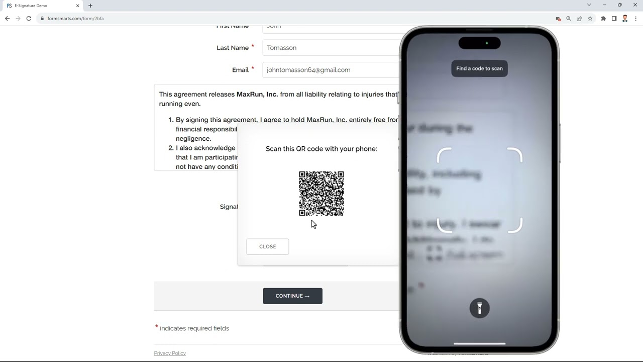 Signature: Sign a form with your phone when you fill It out on a computer