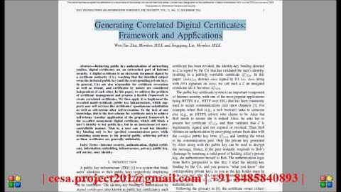 Generating Correlated Digital Certificates Framework and Applications