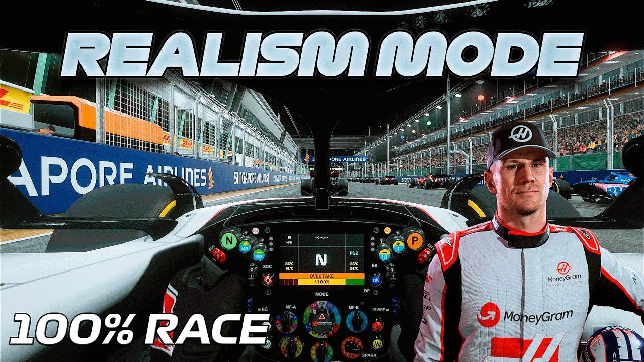 F1 23 Realism Mode - Nico Huuuuulkenberg - Marina Bay, Singapore [100% Race + Cockpit + No HUD]