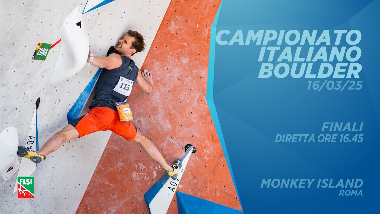 Campionato Italiano Boulder 2025 - Monkey Island Roma - FINALI In chiaro su tv.sportface.it