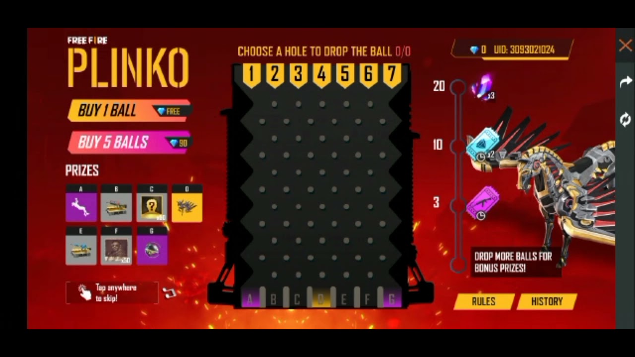 free fire new event/100 working /free fire plinko event 1 spin trick/plinko event