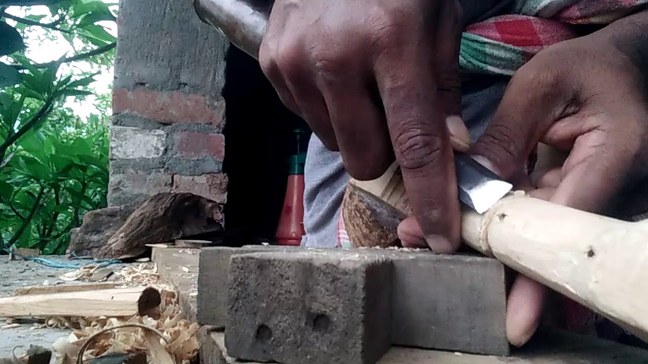 Handmade utensils with coconut cover(2) - YouTube