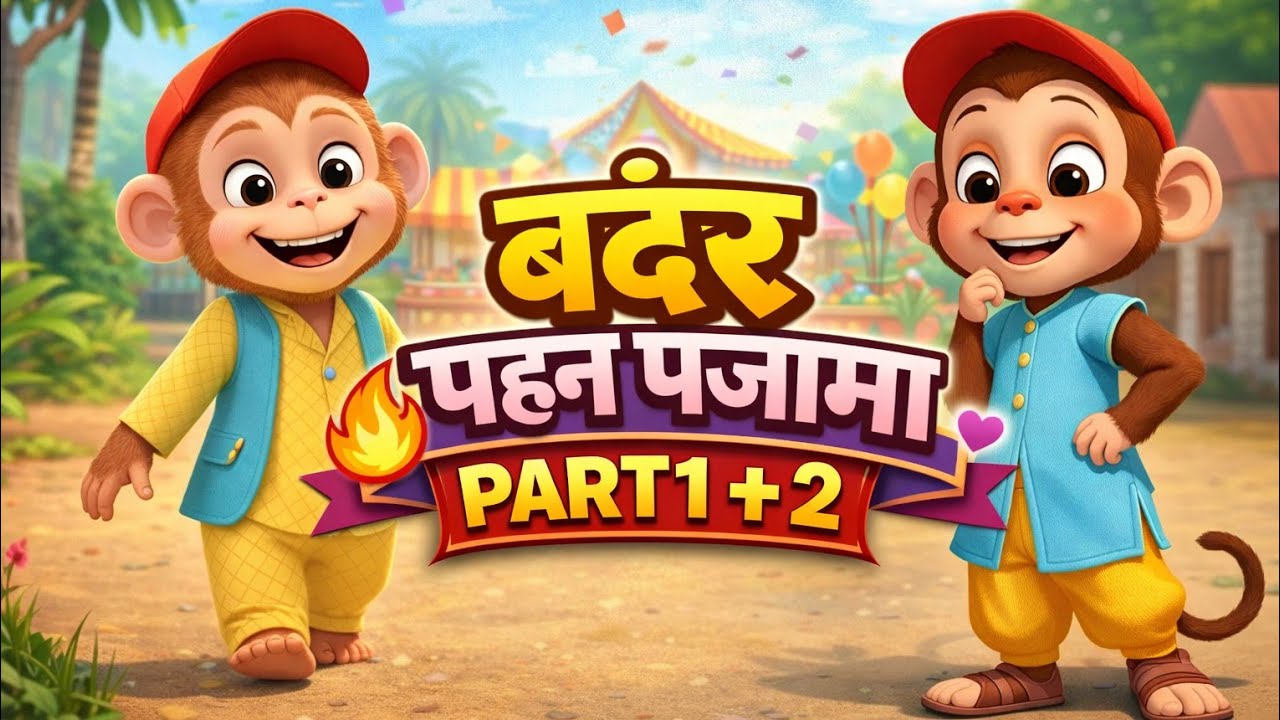 Bandar Mama Pahan Pajama |  Ek Mota Hathi | एक मोटा हाथी | Hindi Rhymes kids 