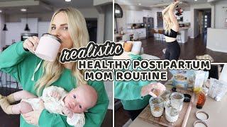 HEALTHY POSTPARTUM MOM MORNING ROUTINE 2023 / Workout Routine, Meal Prep + Self Care / Caitlyn Neier