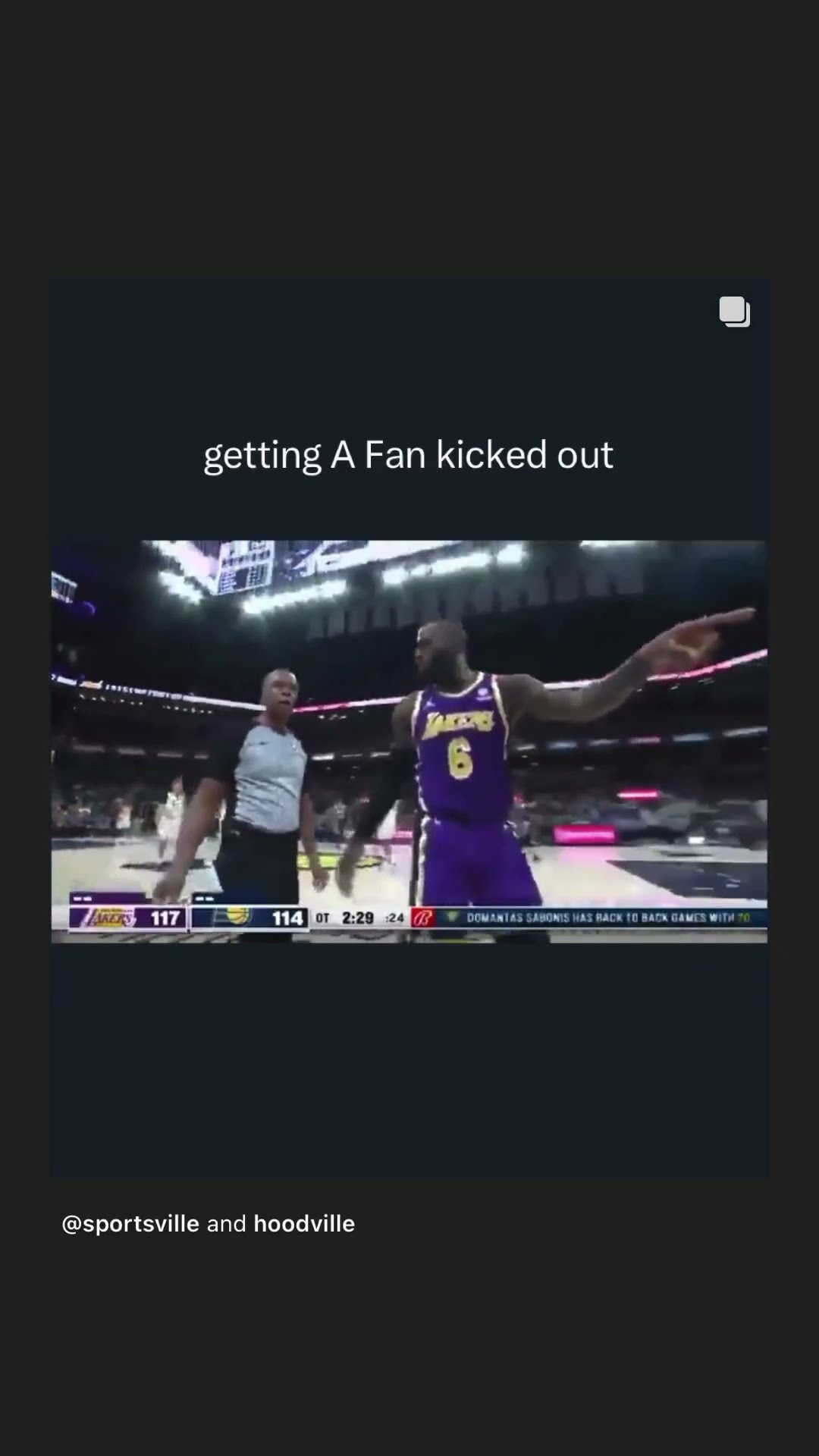 Getting a fan kicked out #hoodnews #lebronjames #kingjames #fan #fans #lakers #basketball #referee