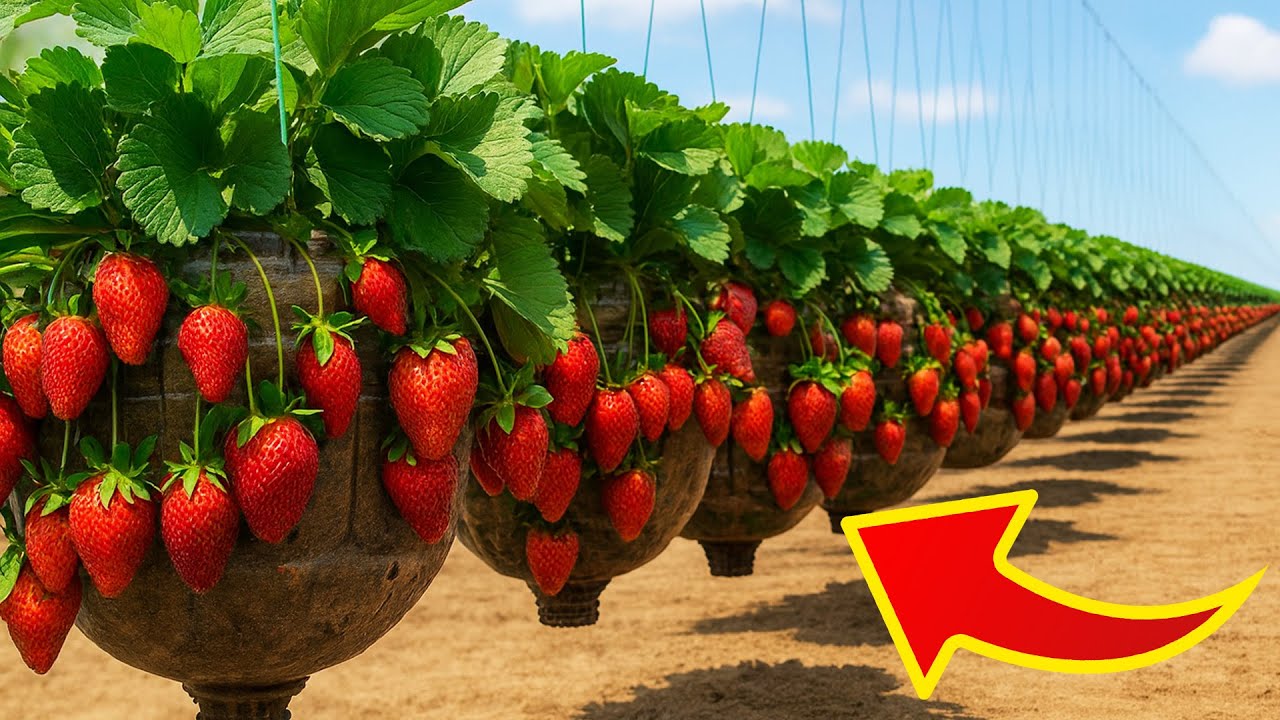 Hanging Bottle Hack Tons of Strawberries at Home