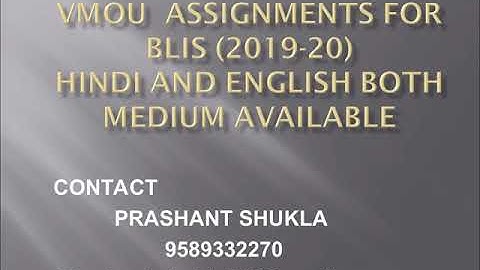 VMOU BLIS ASSIGNMENT