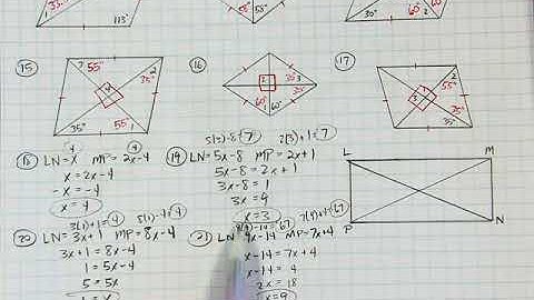 6-4 Properties of rectangle, rhombus & square answers