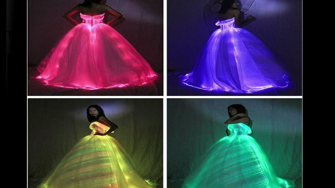 LED Light up Fiber Optic Formal Luxury Glowing Party Wedding Dress