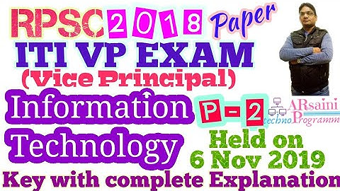 RPSC ITI VP (VICE PRINCIPAL) 2018 EXAM PAPER solution Information Technology Held on 6 Nov 2019(P-2)
