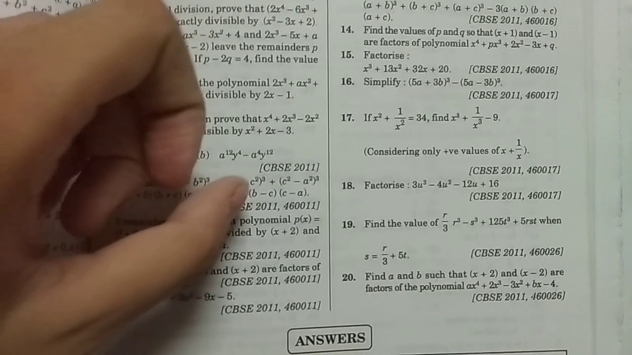 assignment on polynomials class 9