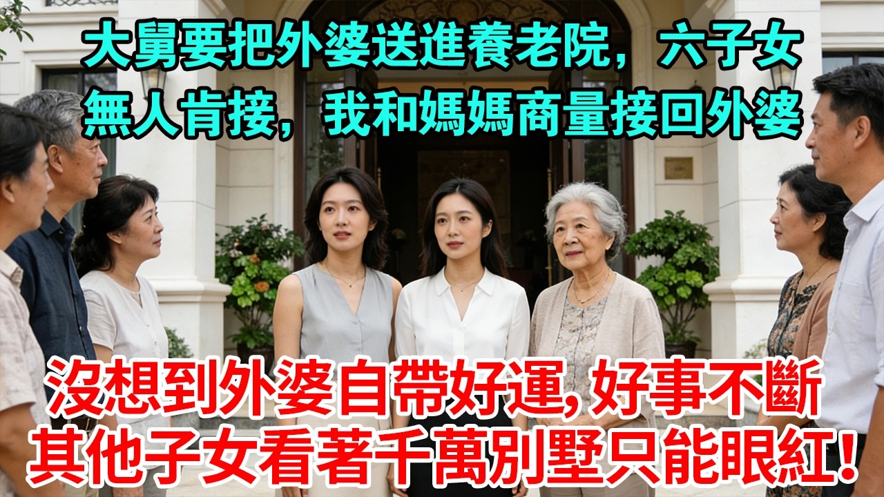 大舅要把外婆送進養老院，六子女無人肯接，我和媽媽商量接回外婆沒想到外婆自帶好運，好事不斷其他子女看著千萬別墅只能眼紅！#為人處世#生活經驗#情感#故事#正能量