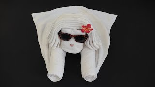 Super girl towel folding origami - towel art super girl