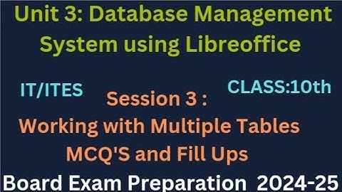Class 10th : Unit 3: Session  3 : Working with Multiple Tables , MCQ